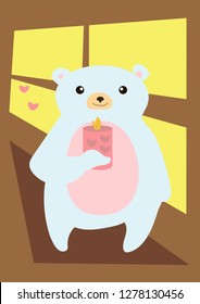 Teddy bear with candles for valentine's day