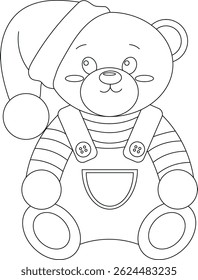 Teddy Bear in a cap and in overalls