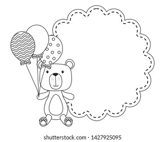 Teddy bear cartoon with balloons design