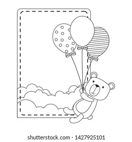 Teddy bear cartoon with balloons design