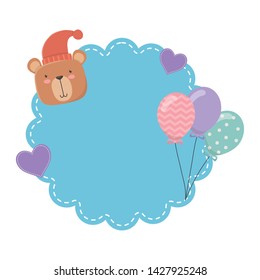 Teddy bear cartoon and balloons design