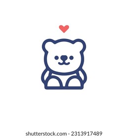 Icono de la línea de dibujos animados de Teddy Bear