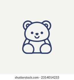 Icono de la línea de dibujos animados de Teddy Bear