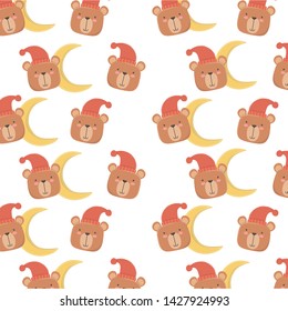 Teddy bear cartoon and moon design