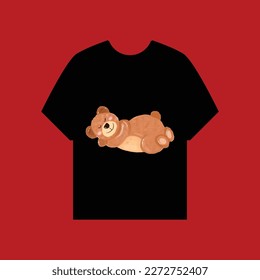 Teddy bear casual concept. Graphic elements for printing on childrens tshirt. 