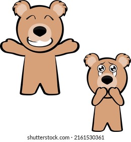 teddy bear character cartoon kawaii expressions pack in vector format