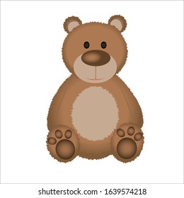 Teddy bear character isolated on white background, vector illustration
