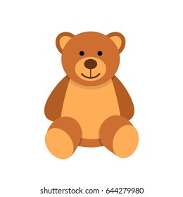 Teddy bear character isolated on white background. Soft toy vector illustration in flat style.