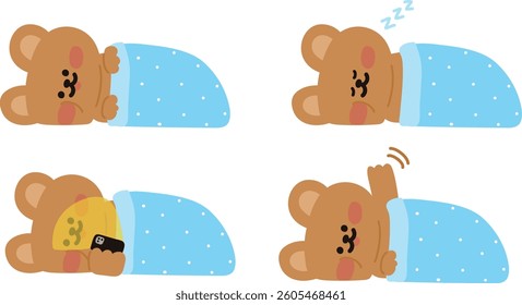 Teddy bear character lying on his side