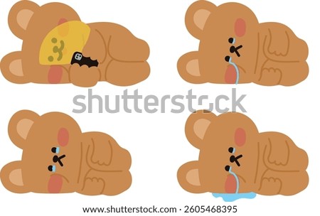 Teddy bear character lying on his side