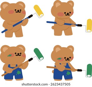 A teddy bear character that paints