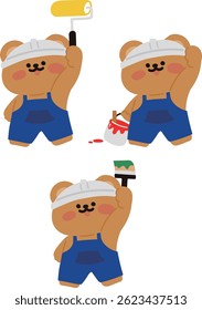 A teddy bear character that paints