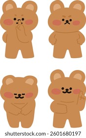 Teddy bear characters in different poses 