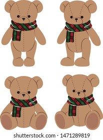 Teddy bear with checked muffler