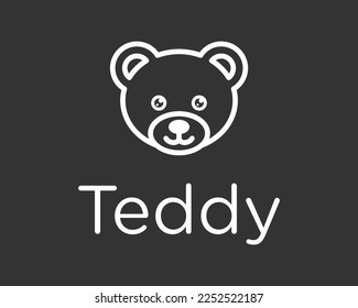 Teddy Bear Childhood Doll Baby Kids Children Funny Illustration Line Art Linear Vector Logo Design