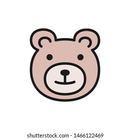 Teddy bear, childrens toy flat color icon.