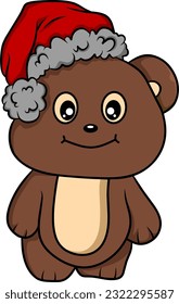 teddy bear with christmas hat cartoon