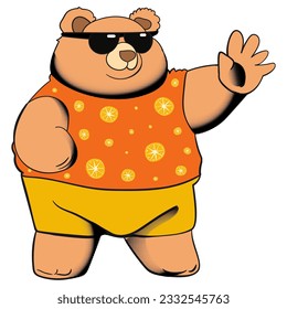 Teddy Bear Chubby Groovy Funky Retro wearing cute T shirt and sunglasses