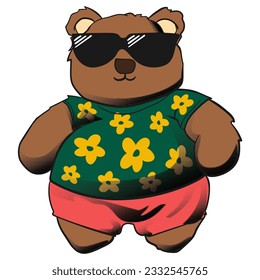 Teddy Bear Chubby Groovy Funky Retro wearing cute T shirt and sunglasses