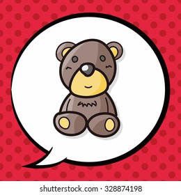 teddy bear color doodle, speech bubble