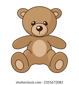 teddy bear, color vector cartoon illustration, isolated on white background