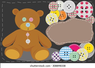 teddy bear and colored buttons for your design.