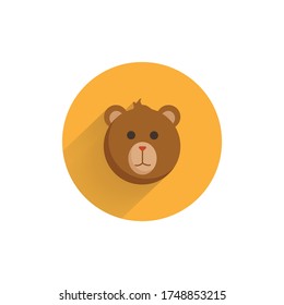 teddy bear colorful flat icon with long shadow. bear flat icon
