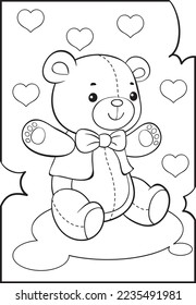 Teddy bear. Coloring book for kids.