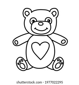 Teddy bear coloring page isolated vector illustration.