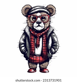 Teddy Bear, Cool Bear, Retro Bear, Teddy T-Shirt, Bear Design, Teddy Vector