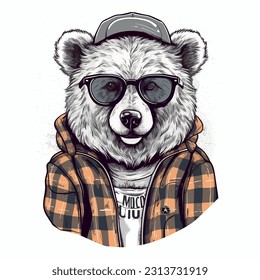 Teddy Bear, Cool Bear, Retro Bear, Teddy T-Shirt, Bear Design, Teddy Vector