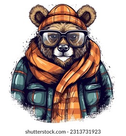 Teddy Bear, Cool Bear, Retro Bear, Teddy T-Shirt, Bear Design, Teddy Vector