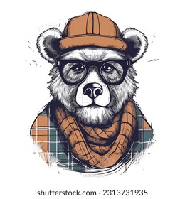 Teddy Bear, Cool Bear, Retro Bear, Teddy T-Shirt, Bear Design, Teddy Vector