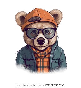 Teddy Bear, Cool Bear, Retro Bear, Teddy T-Shirt, Bear Design, Teddy Vector