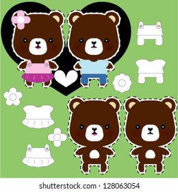 teddy bear couple with different clothes