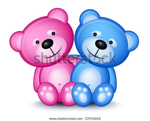 Teddy Bear Couple Isolated On White Stock Vector (Royalty Free ...