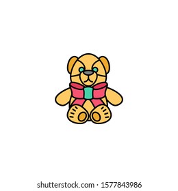 teddy bear creative icon. Multicolor line illustration. From Christmas icons collection. Isolated teddy bear sign on white background