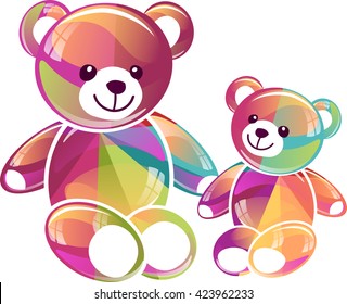 Teddy Bear and cub.
Two bears  of festive look very colorful. They looking tenderly and with affection.