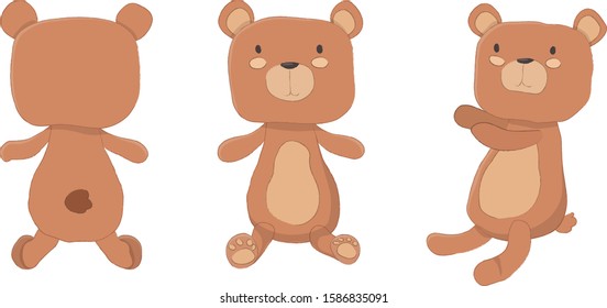 Teddy Bear Cuddly Cute Illustration Toy Vector Brown 