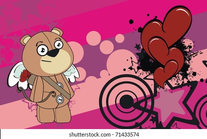 teddy bear cupid cartoon background in vector format very easy to edit