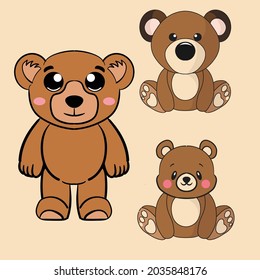 teddy bear cute cartoon character bundle set