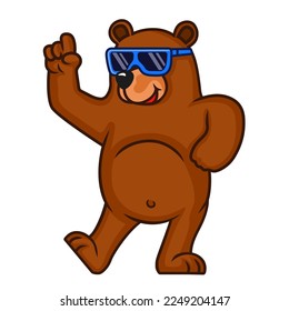 Teddy bear dancing with glasses ready