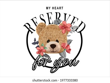 teddy bear design with flower and message vector