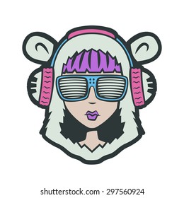 Teddy Bear DJ Girl. Club Dance Style character