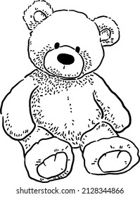 Teddy Bear Doll Animal Soft Toy Hand drawn line art Illustration