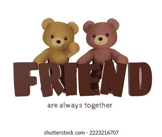 Teddy bear doll element set with alphabet.Vector illustration