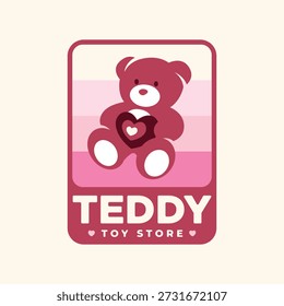 teddy bear doll icon logo vector illustration design. toys shop logo concept