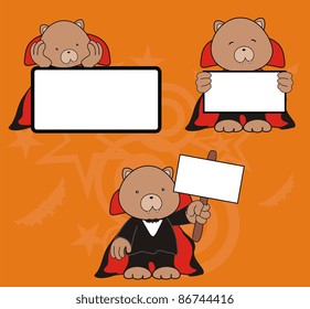 teddy bear dracula cartoon singboard set in vector format