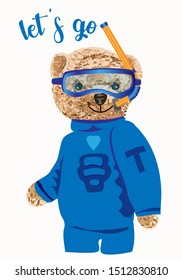 Teddy bear drawing. Simpotic bear pilot, preparing for flight. Vector drawing