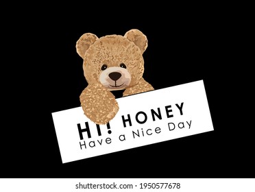 teddy bear drawing sketch and message